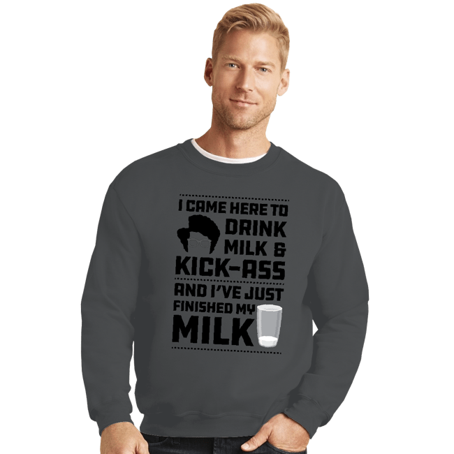 Daily_Deal_Shirts Crewneck Sweater, Unisex / Small / Charcoal Drink Milk