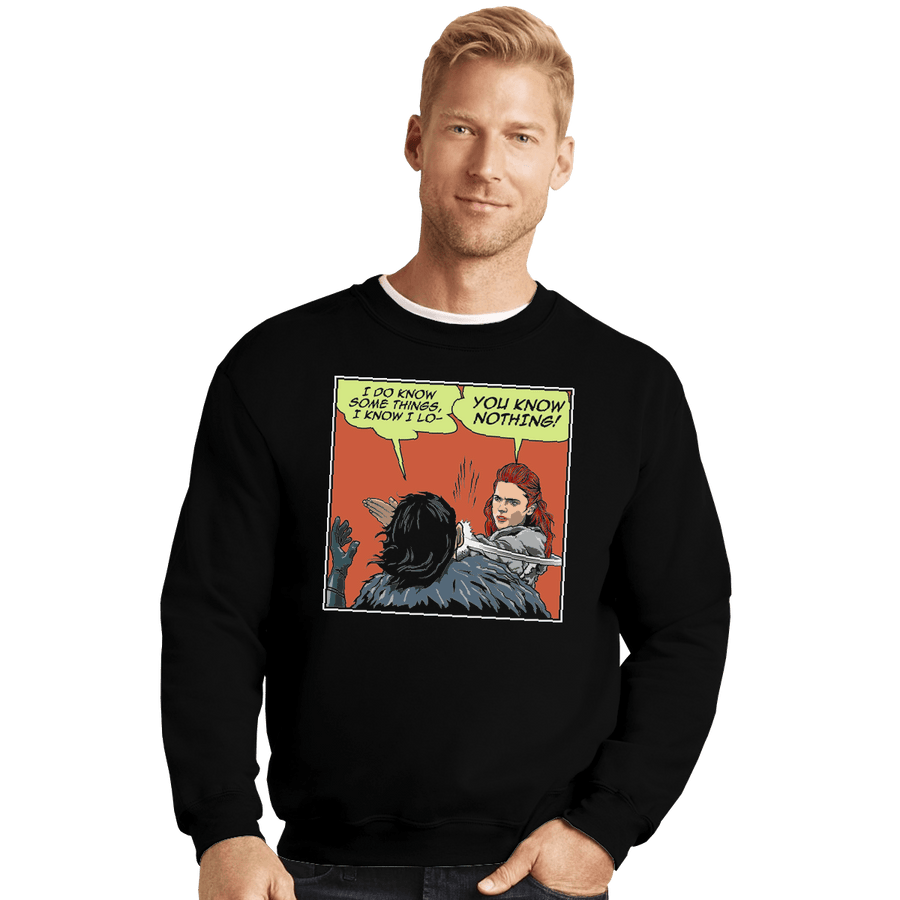Shirts Crewneck Sweater, Unisex / Small / Black I Do Know Some Things