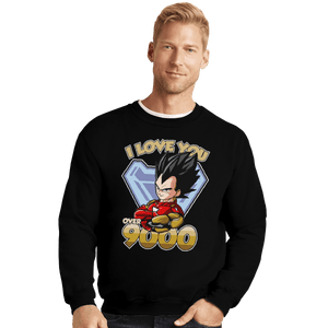 Shirts Crewneck Sweater, Unisex / Small / Black I Love You Over 9000