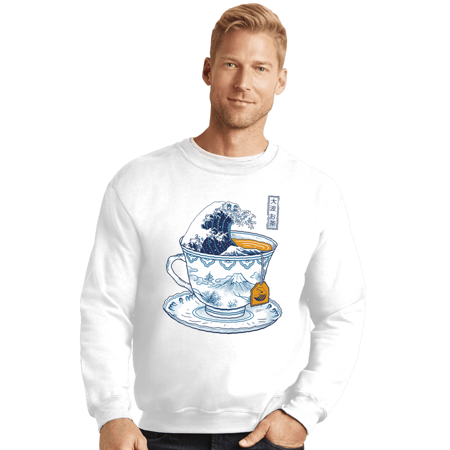 Shirts Crewneck Sweater, Unisex / Small / White The Great Kanagawa Tea