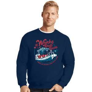 Daily_Deal_Shirts Crewneck Sweater, Unisex / Small / Navy Wonka Boat Tours