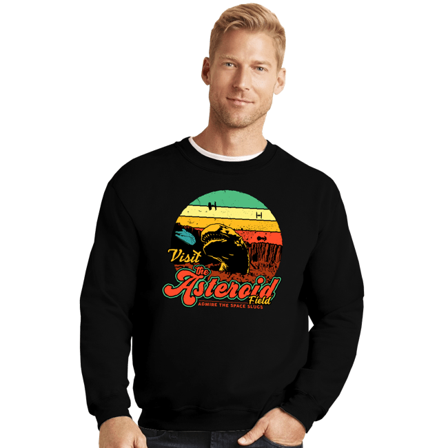 Daily_Deal_Shirts Crewneck Sweater, Unisex / Small / Black Asteroid Field