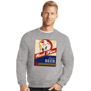 Daily_Deal_Shirts Crewneck Sweater, Unisex / Small / Sports Grey Red Five Beer