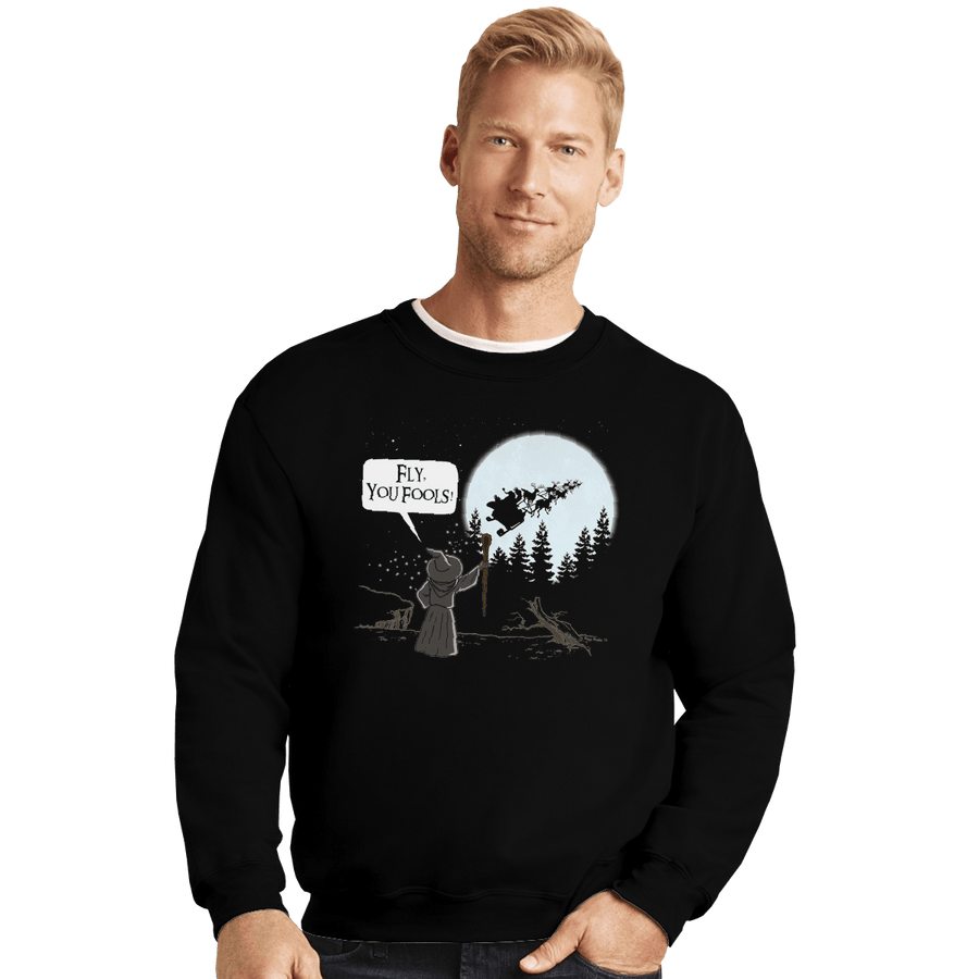 Shirts Crewneck Sweater, Unisex / Small / Black Fly you fools!