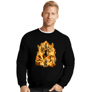 Daily_Deal_Shirts Crewneck Sweater, Unisex / Small / Black Golden Ultrainstinct