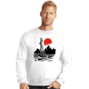 Shirts Crewneck Sweater, Unisex / Small / White Red Sun Hero