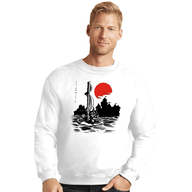 Shirts Crewneck Sweater, Unisex / Small / White Red Sun Hero
