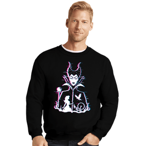 Daily_Deal_Shirts Crewneck Sweater, Unisex / Small / Black Glitched Maleficent
