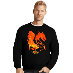 Daily_Deal_Shirts Crewneck Sweater, Unisex / Small / Black Fantasy Flames