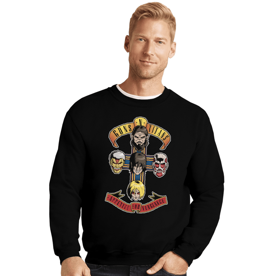 Shirts Crewneck Sweater, Unisex / Small / Black Guns N Titans