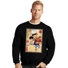 Load image into Gallery viewer, Secret_Shirts Crewneck Sweater, Unisex / Small / Black Straw Hat Captain Woodblock
