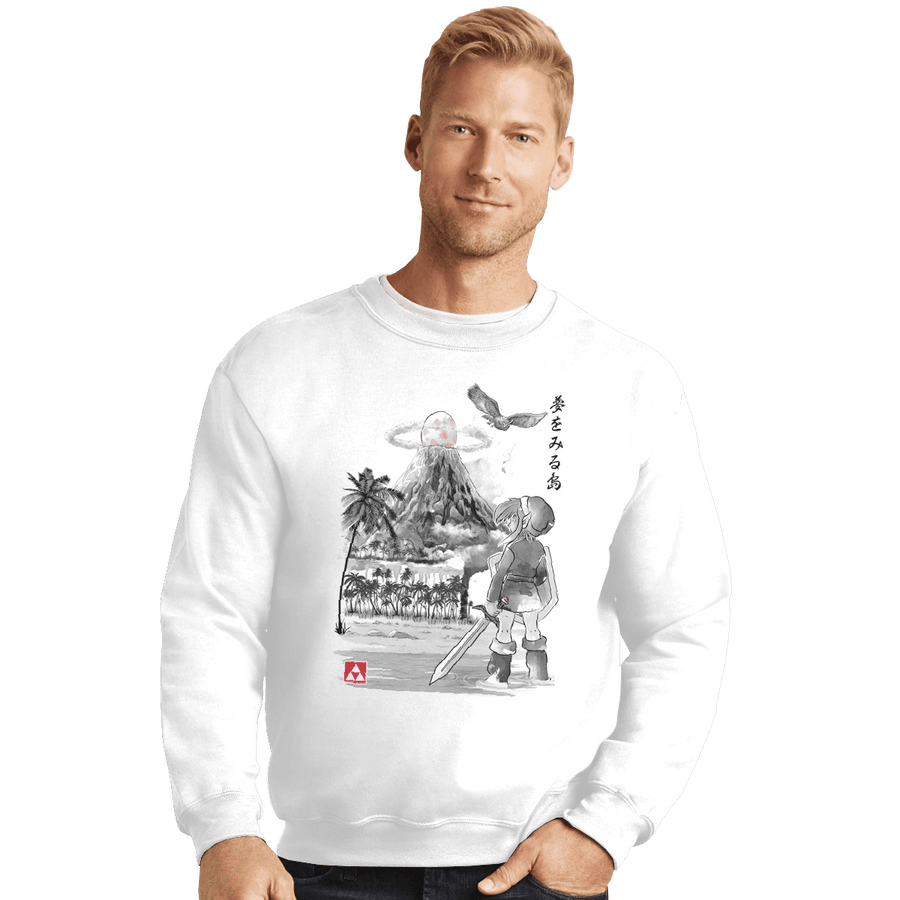 Shirts Crewneck Sweater, Unisex / Small / White Link's Awakening Sumi-e
