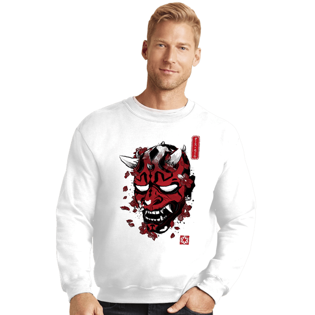 Daily_Deal_Shirts Crewneck Sweater, Unisex / Small / White Darth Oni