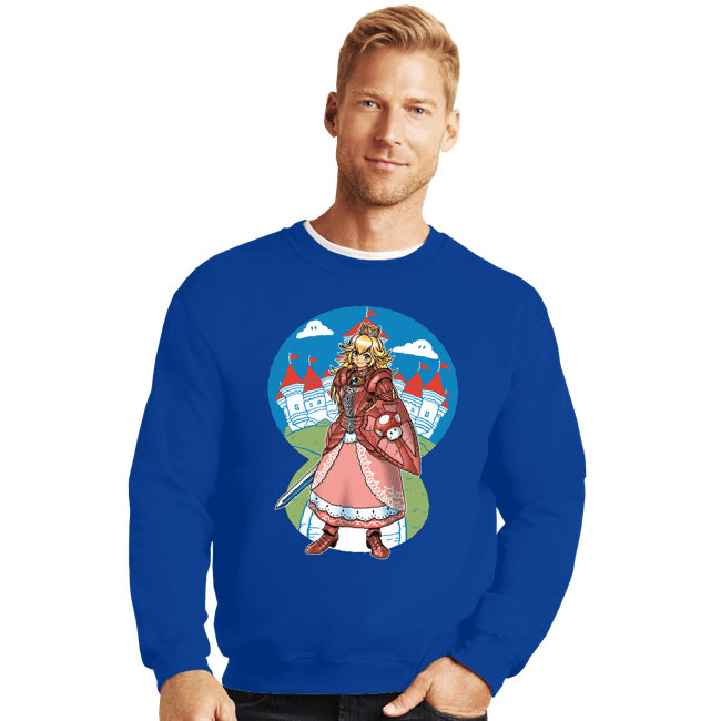 Daily_Deal_Shirts Crewneck Sweater, Unisex / Small / Royal Blue Armored Princess