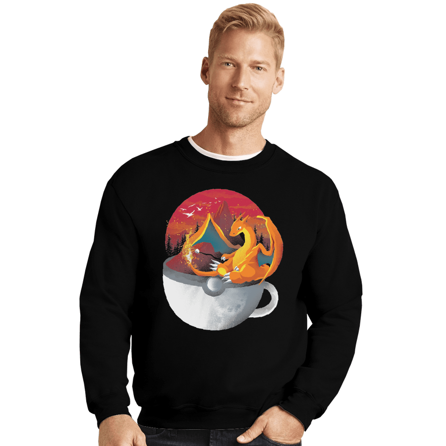 Shirts Crewneck Sweater, Unisex / Small / Black Cup Of Fire