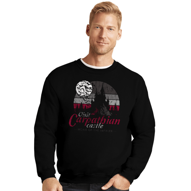 Daily_Deal_Shirts Crewneck Sweater, Unisex / Small / Black Visit Carpathian Castle