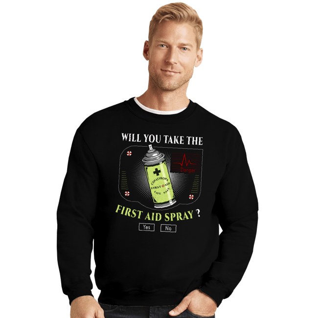 Secret_Shirts Crewneck Sweater, Unisex / Small / Black First Aid Spray
