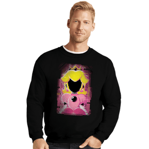 Shirts Crewneck Sweater, Unisex / Small / Black Peach Glitch