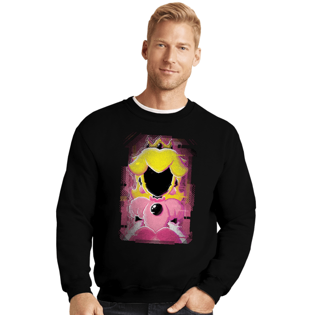 Shirts Crewneck Sweater, Unisex / Small / Black Peach Glitch