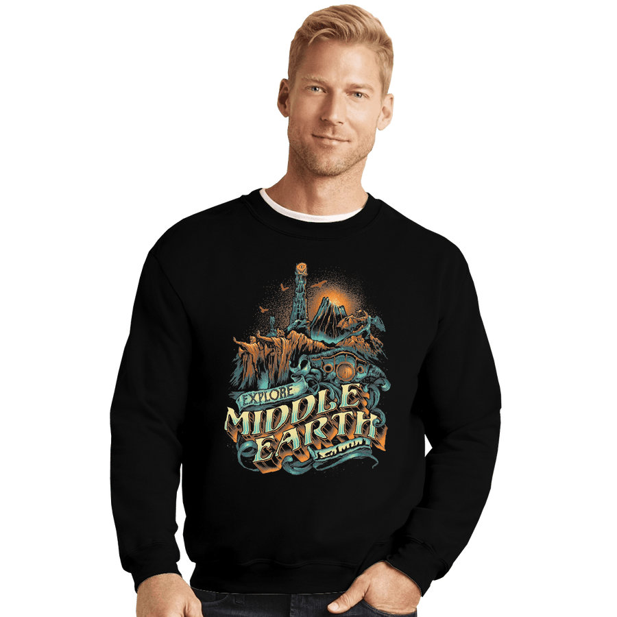 Shirts Crewneck Sweater, Unisex / Small / Black To The Forgotten World We Go