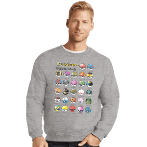 Shirts Crewneck Sweater, Unisex / Small / Sports Grey Types Of Pokeballs