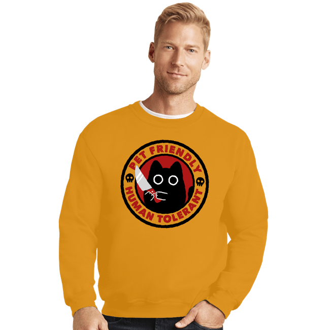 Daily_Deal_Shirts Crewneck Sweater, Unisex / Small / Gold Pet Friendly Human Tolerant