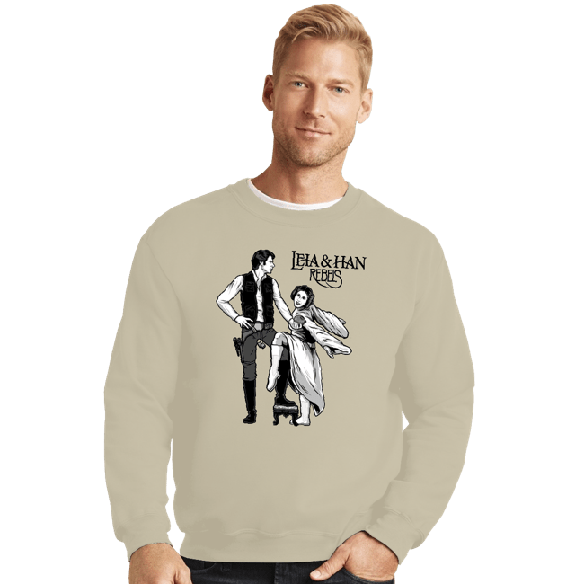 Daily_Deal_Shirts Crewneck Sweater, Unisex / Small / Sand Leia & Han Rebels