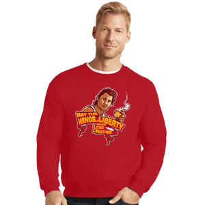Daily_Deal_Shirts Crewneck Sweater, Unisex / Small / Red The Wings Of Liberty