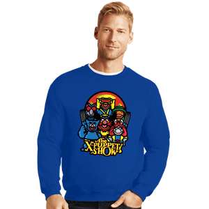 Daily_Deal_Shirts Crewneck Sweater, Unisex / Small / Royal Blue The X-Puppet Show