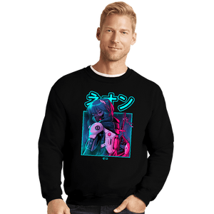 Shirts Crewneck Sweater, Unisex / Small / Black Neon Zero