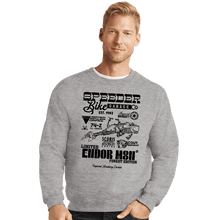 Load image into Gallery viewer, Daily_Deal_Shirts Crewneck Sweater, Unisex / Small / Sports Grey Speeder Bike Garage
