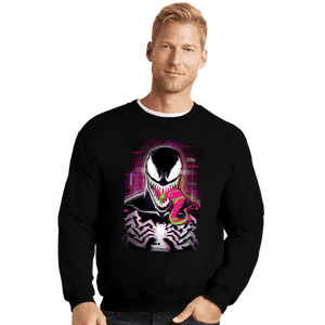 Daily_Deal_Shirts Crewneck Sweater, Unisex / Small / Black Glitch Venom