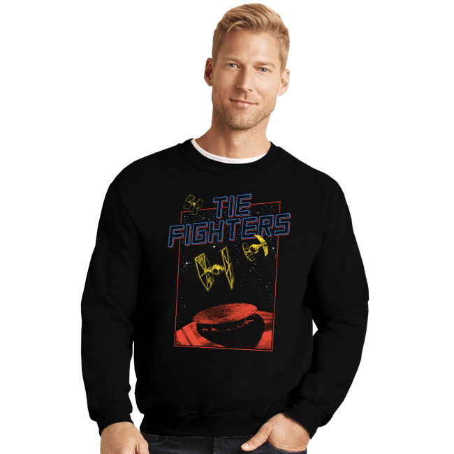 Secret_Shirts Crewneck Sweater, Unisex / Small / Black Tie Fighters