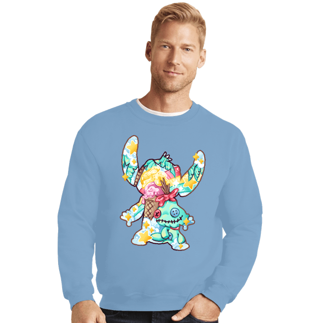 Shirts Crewneck Sweater, Unisex / Small / Powder Blue Magical Silhouettes - Stitch