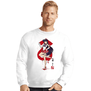 Daily_Deal_Shirts Crewneck Sweater, Unisex / Small / White Mars Sumi-e