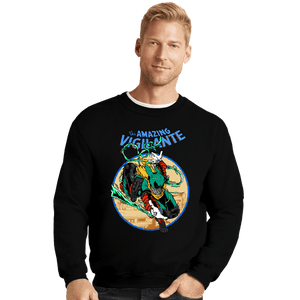 Daily_Deal_Shirts Crewneck Sweater, Unisex / Small / Black The Amazing Vigilante