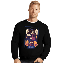 Load image into Gallery viewer, Daily_Deal_Shirts Crewneck Sweater, Unisex / Small / Black The Tower Cat Tarot
