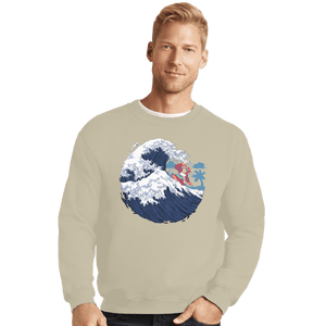 Shirts Crewneck Sweater, Unisex / Small / Sand Funky Wave