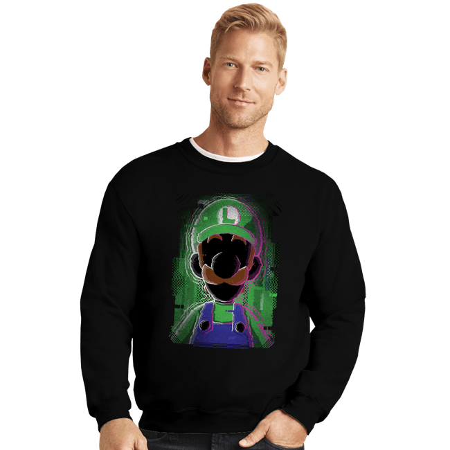 Secret_Shirts Crewneck Sweater, Unisex / Small / Black Luigi Glitch