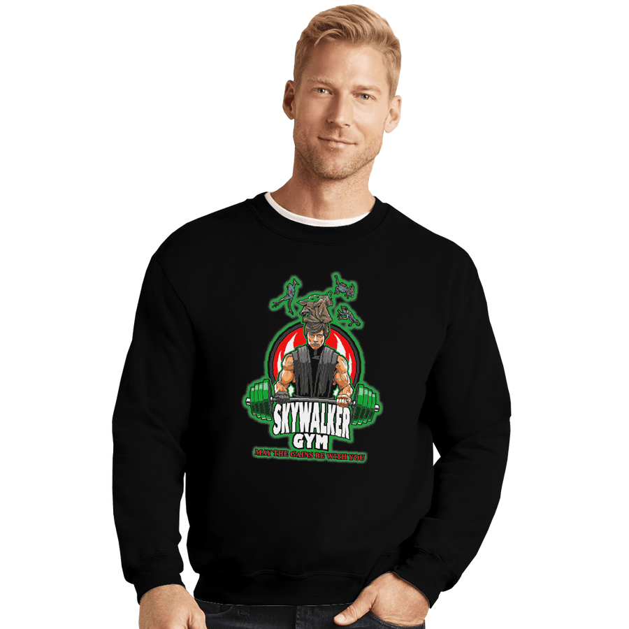 Shirts Crewneck Sweater, Unisex / Small / Black Skywalker Gym