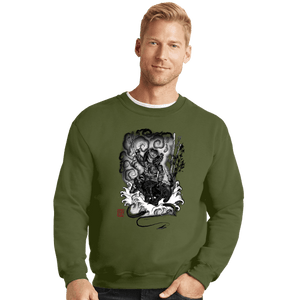 Shirts Crewneck Sweater, Unisex / Small / Military Green The Hunter And The Demon