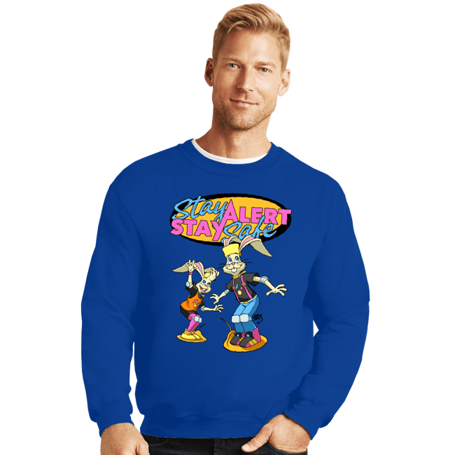 Secret_Shirts Crewneck Sweater, Unisex / Small / Royal Blue Stay Safe