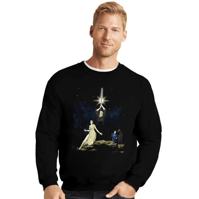 Daily_Deal_Shirts Crewneck Sweater, Unisex / Small / Black A White Wolf