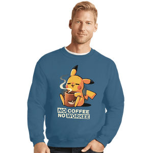 Secret_Shirts Crewneck Sweater, Unisex / Small / Indigo Blue No Coffee Pikachu