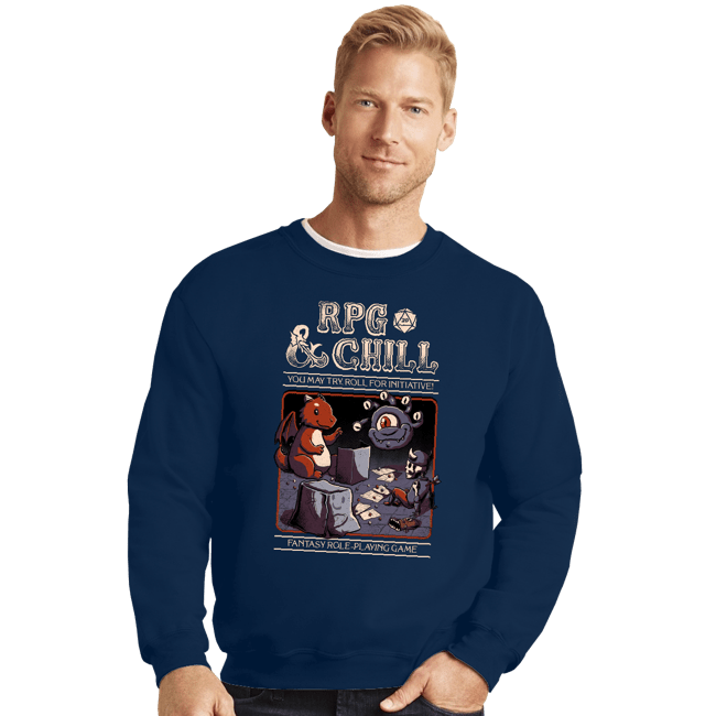 Secret_Shirts Crewneck Sweater, Unisex / Small / Navy RPG And Chill