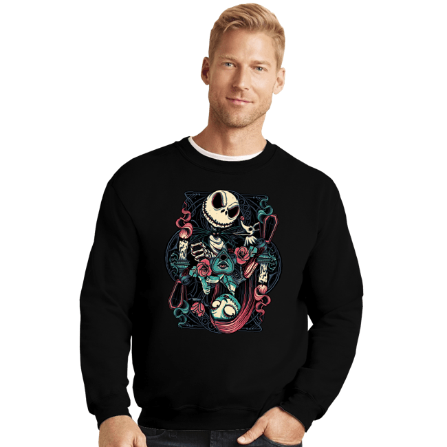 Daily_Deal_Shirts Crewneck Sweater, Unisex / Small / Black Jack & Sally Card
