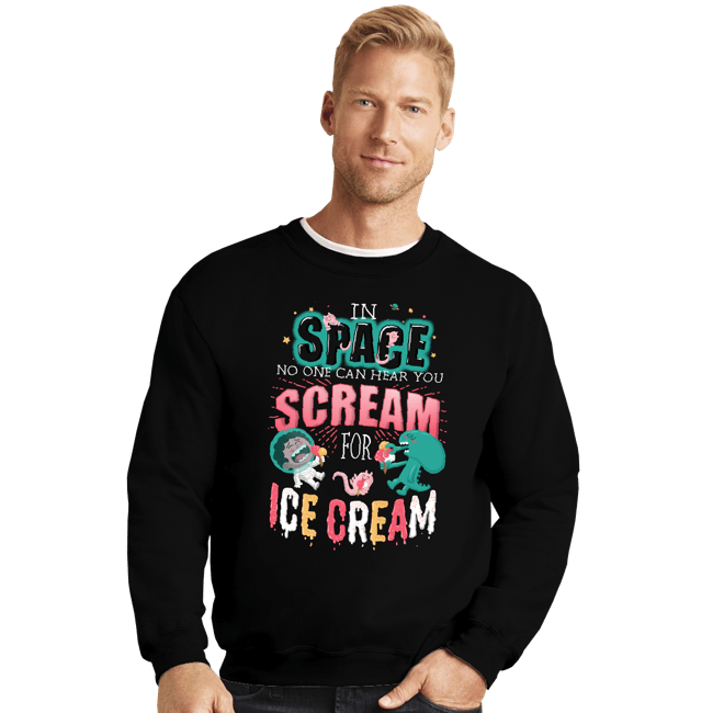 Daily_Deal_Shirts Crewneck Sweater, Unisex / Small / Black Scream for Ice Cream