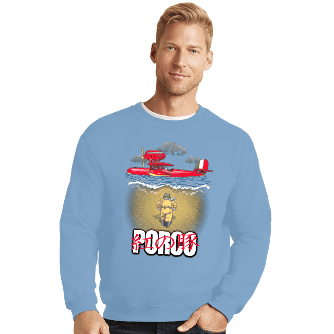 Daily_Deal_Shirts Crewneck Sweater, Unisex / Small / Powder Blue Porco