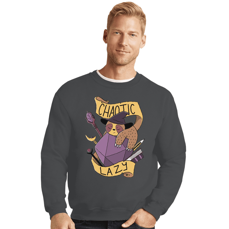 Shirts Crewneck Sweater, Unisex / Small / Charcoal Chaotic Lazy