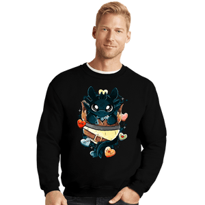 Daily_Deal_Shirts Crewneck Sweater, Unisex / Small / Black Dragon Valentine